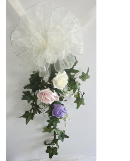 Pink, Lavender & Ivory Rose Pew End